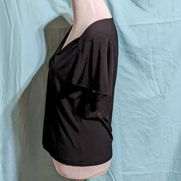 🆕NWT BLACK ANNE KLEIN SPORT SHORT SLEEVE TOP - SMALL - Picture 4 of 6